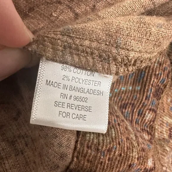 Western Boho Brown Corduroy Jacket Women's XL  Indie Paisley 98% Cotton - Picture 7 of 11